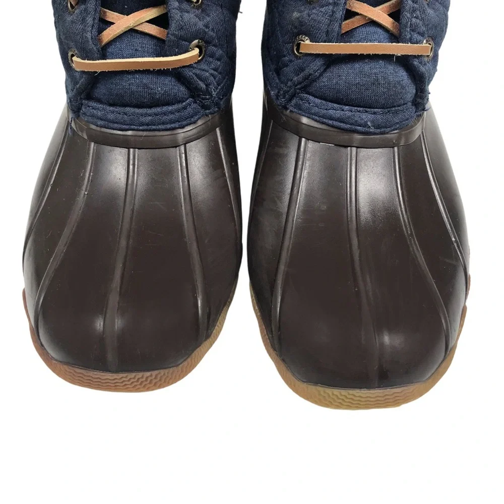 Sperry Girls Navy Quilted Winter Boots with Faux Fur Trim Sz 2